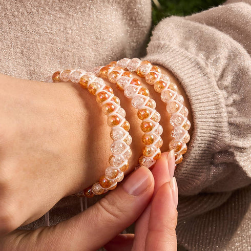 Rose Chrome x Caramel | Glitter Glass Double Bracelet